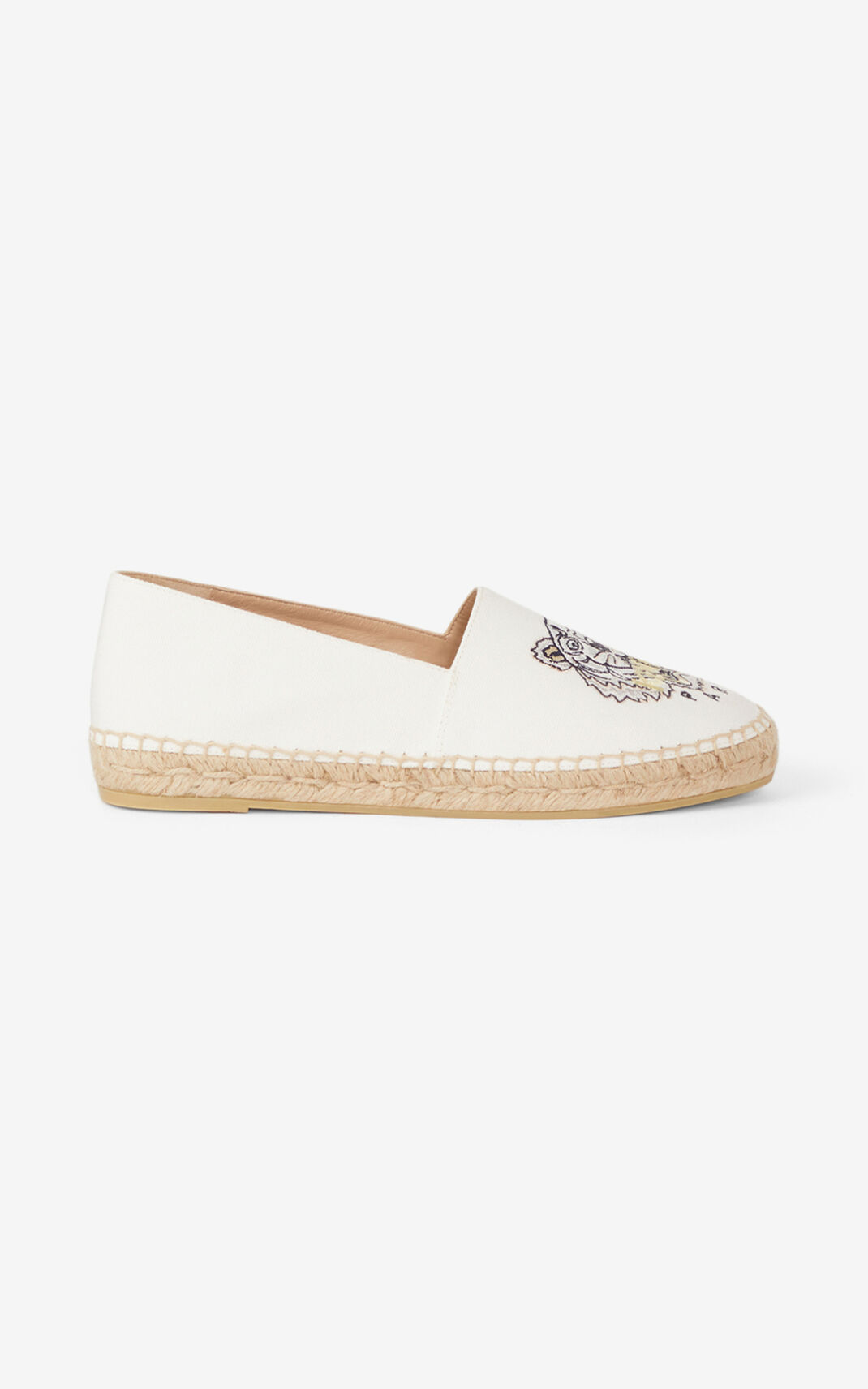 Espadrille Kenzo Tiger Toile Femme Blanche | QRIB-15680